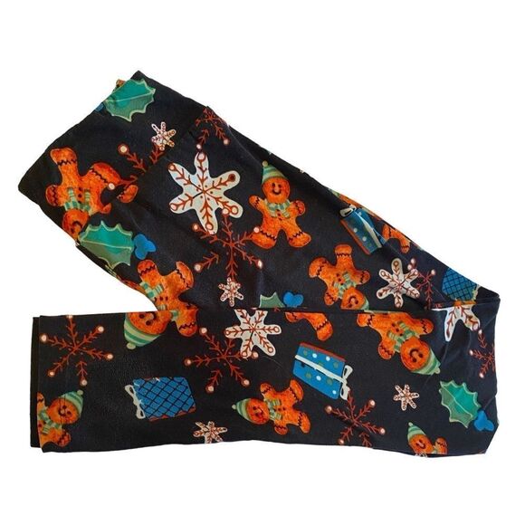 1222 LuLaRoe Size OS Leggings Winter and Snowman Scene New - Picture 1 of 4